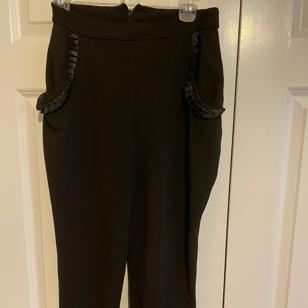 ASOS black dress pants with frill details